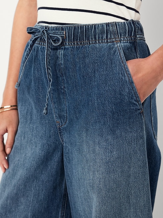 High-Waisted Pull-On Barrel Jeans