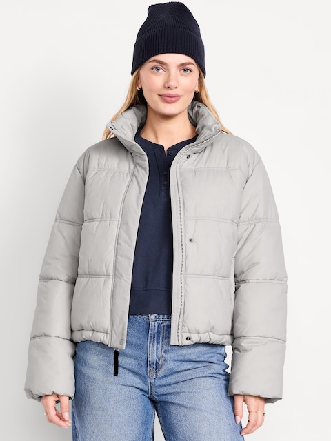 Water-Resistant Puffer Jacket - Polished Concrete