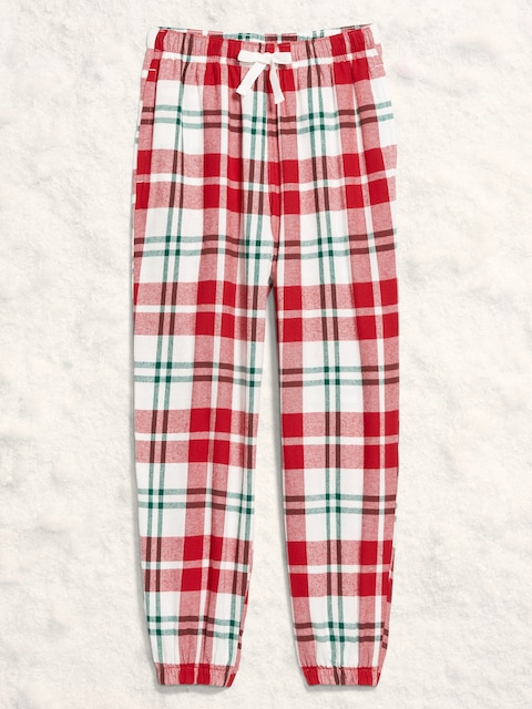 Plaid Flannel Pajama Joggers for Women - Red Plaid (Match The Fam!)