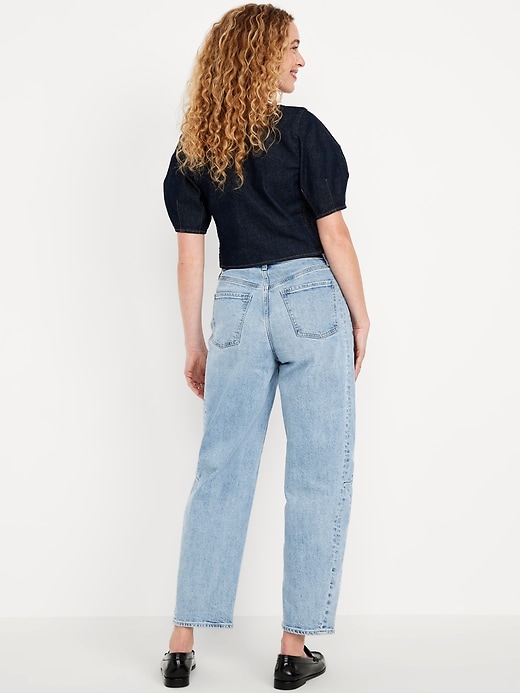 Image number 3 showing, High-Waisted Barrel Ankle Jeans