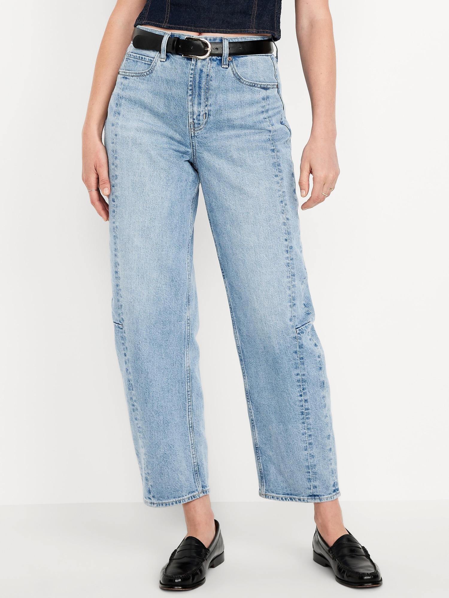 High-Waisted Barrel Ankle Jeans
