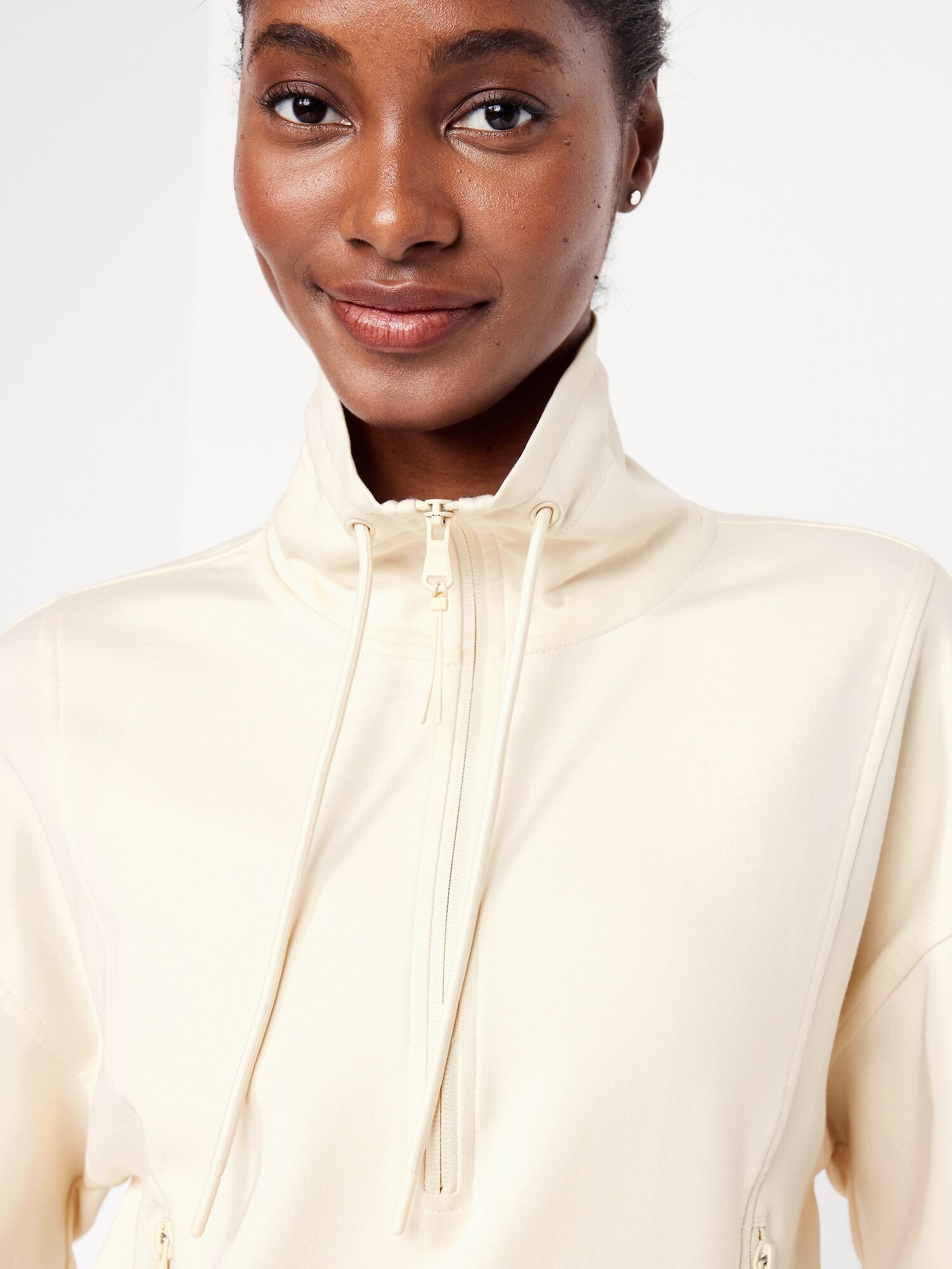 Женский свитшот Old Navy Dynamic Fleece Half-Zip, цвет: Howlite — фото 4
