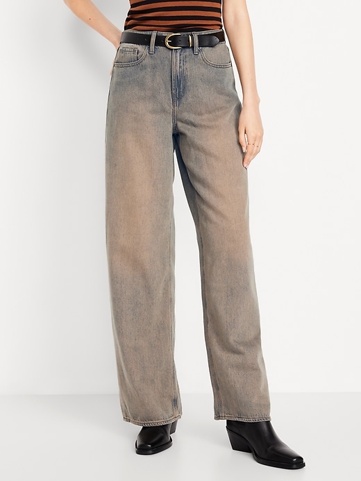 Image number 2 showing, High-Waisted Baggy Wide-Leg Jeans