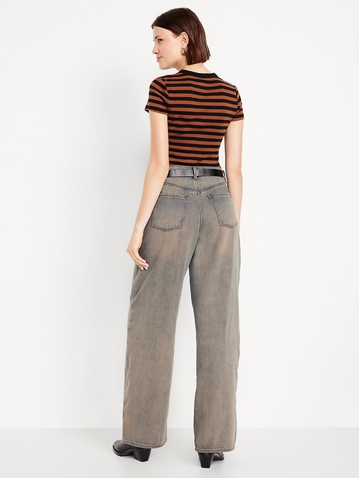 Image number 3 showing, High-Waisted Baggy Wide-Leg Jeans