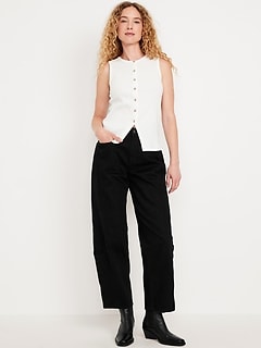 High-Waisted Barrel Ankle Jeans