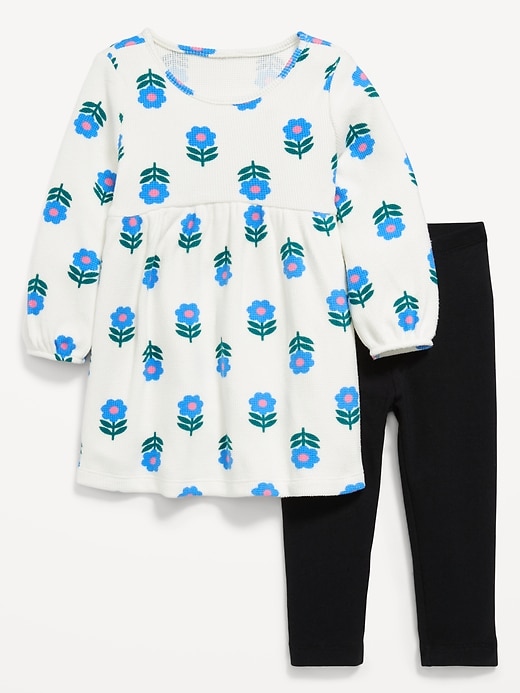 Image number 1 showing, Long-Sleeve Waffle-Knit Dress and Leggings Set for Toddler Girls
