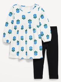 Image number 1 showing, Long-Sleeve Waffle-Knit Dress and Leggings Set for Toddler Girls