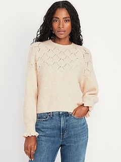 Loose Crew-Neck Cropped Sweater