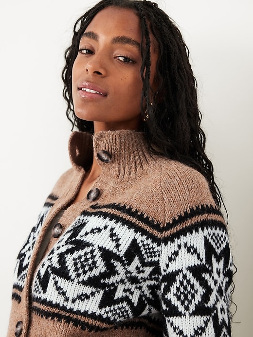 Image number 3 showing, Mock-Neck Wool-Blend Cardigan Sweater