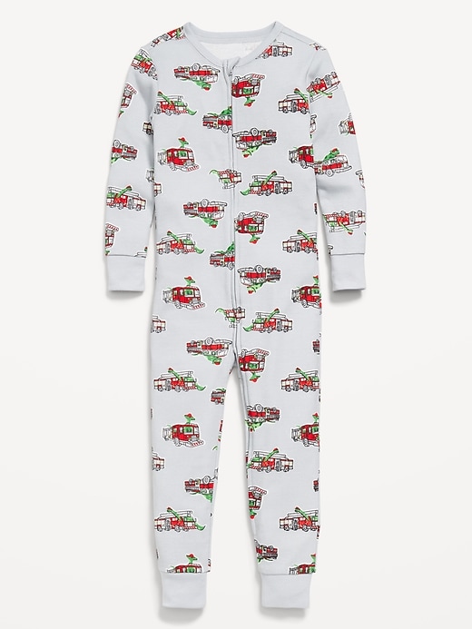 Image number 1 showing, Unisex Snug-Fit 2-Way-Zip Printed Pajama One-Piece for Toddler & Baby