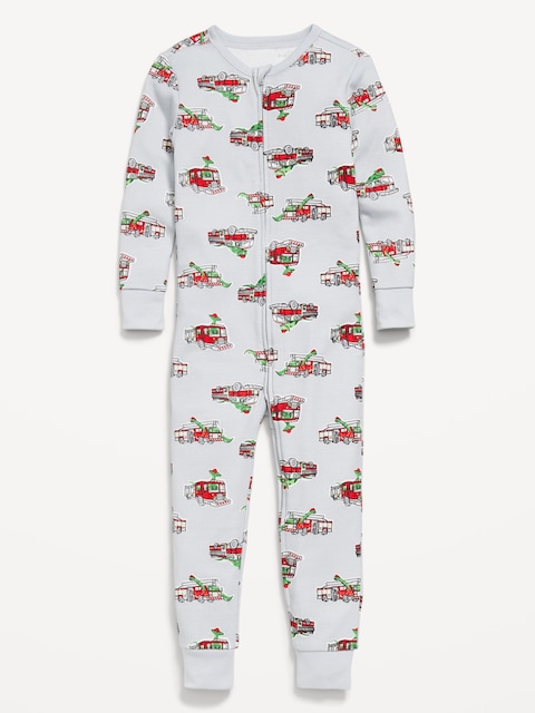 Unisex Snug-Fit 2-Way-Zip Printed Pajama One-Piece for Toddler & Baby
