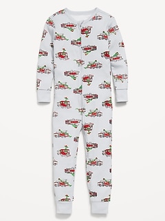 Unisex Snug-Fit 2-Way-Zip Printed Pajama One-Piece for Toddler & Baby