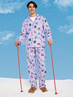 Printed Flannel Pajama Set for Men