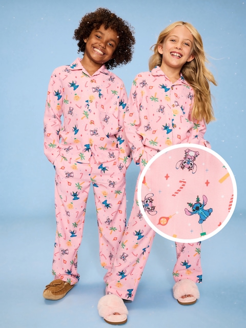 Old Navy x Disney Gender-Neutral Button-Front Graphic Pajama Set for Kids - Pink Stitch (Match The Fam!)