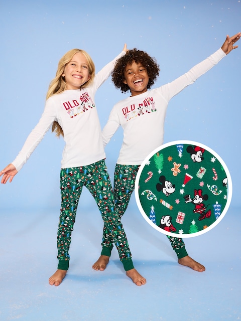 Old Navy x Disney Gender-Neutral Snug-Fit Graphic Pajama Set for Kids - Mickey & Minnie Holiday (Match The Fam!)