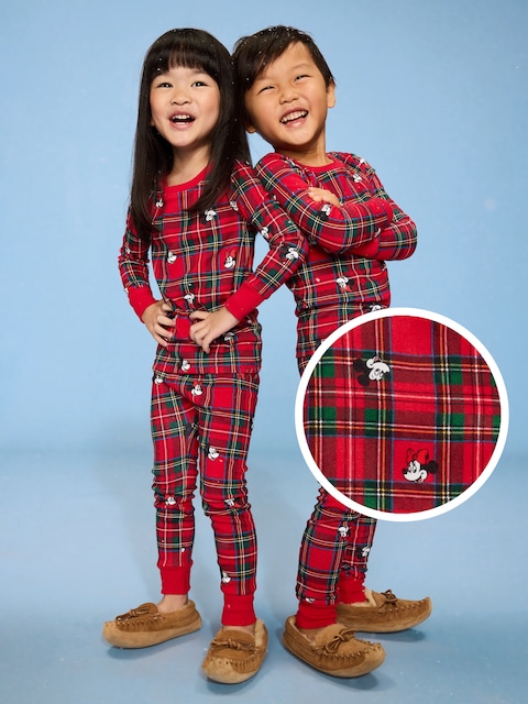 Old Navy x Disney Unisex Graphic Snug-Fit Pajama Set for Toddler & Baby - Mickey & Minnie Plaid (Match The Fam!)