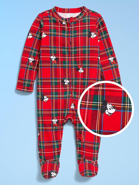 Old Navy x Disney 2-Way-Zip Sleep & Play Footed One-Piece for Baby - Mickey & Minnie Plaid (Match The Fam!)