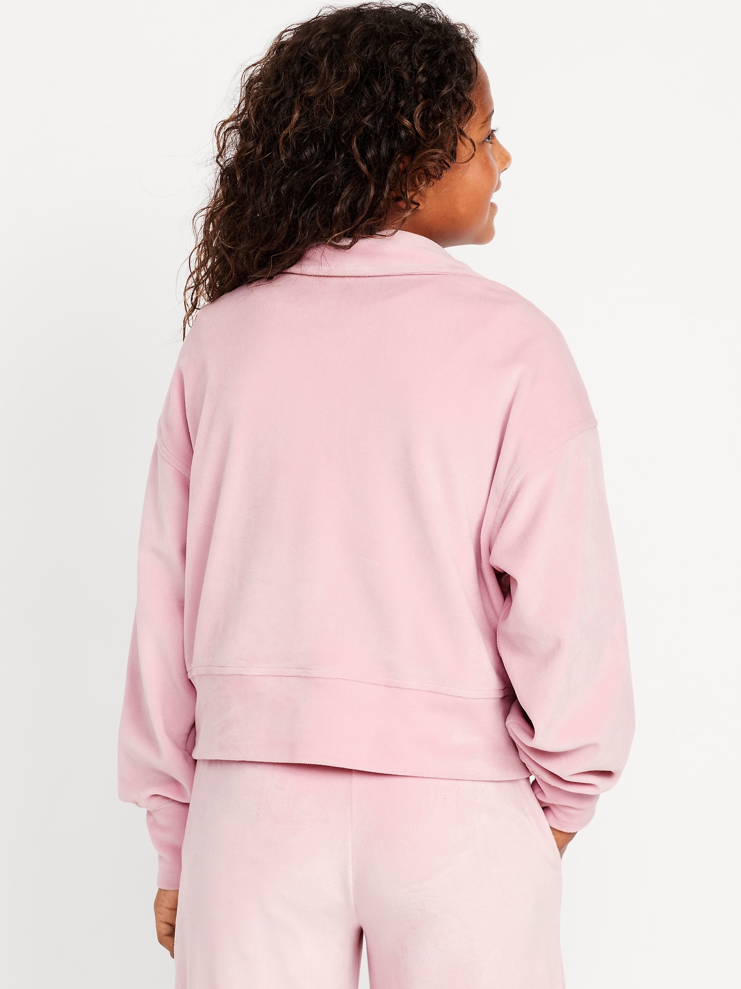 Long-Sleeve Velour Half-Zip Pullover for Girls
