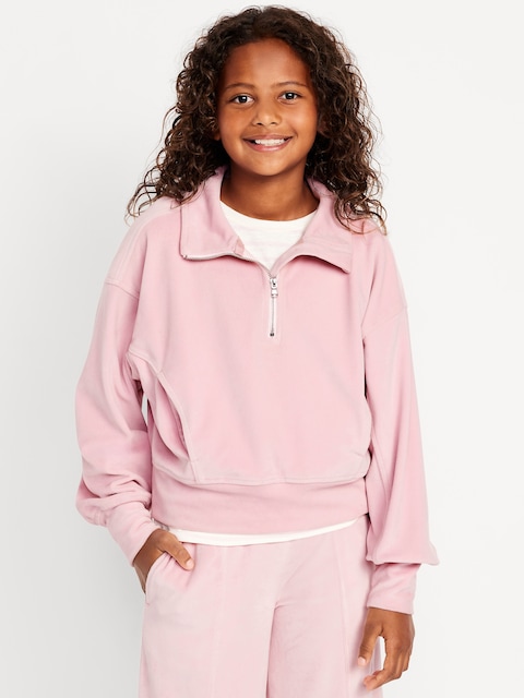 Long-Sleeve Velour Half-Zip Pullover for Girls