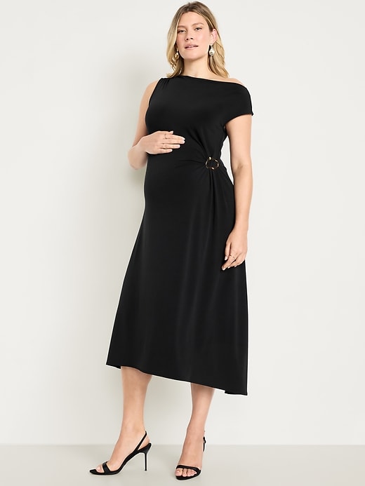 Image number 1 showing, Maternity Asymmetrical Twist Drape Dress