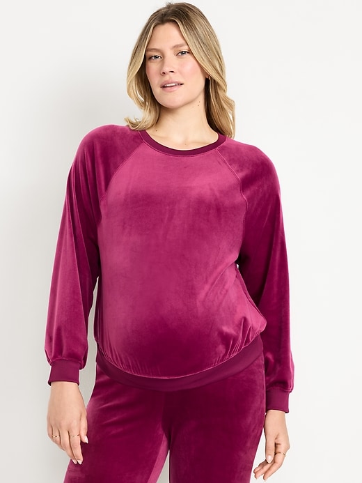 Image number 1 showing, Maternity Velour Crew-Neck Sweatshirt