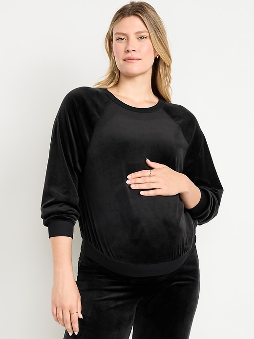Image number 1 showing, Maternity Velour Crew-Neck Sweatshirt