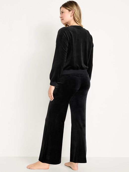 Image number 3 showing, Maternity Velour Rollover Waist Pajama Pants