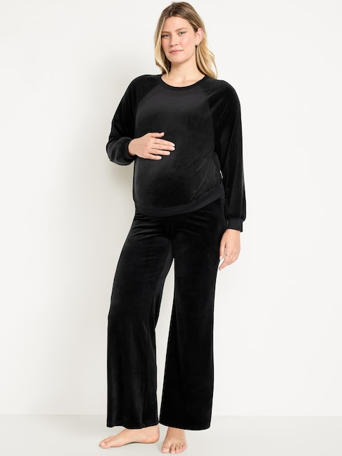 Maternity Velour Rollover Waist Pajama Pants