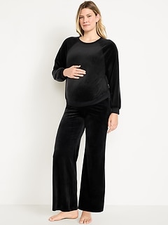 Maternity Velour Rollover Waist Pajama Pants