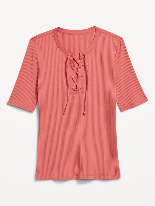 Image number 4 showing, Short Sleeve Lace-Front Top