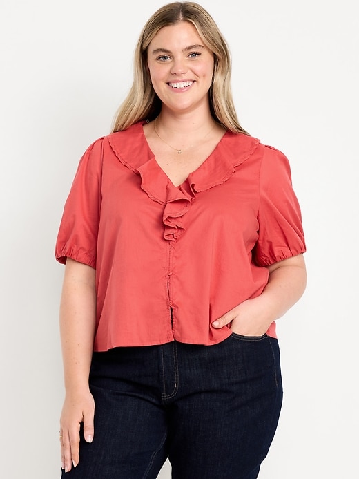 Image number 7 showing, Ruffle Collar Button-Down Top