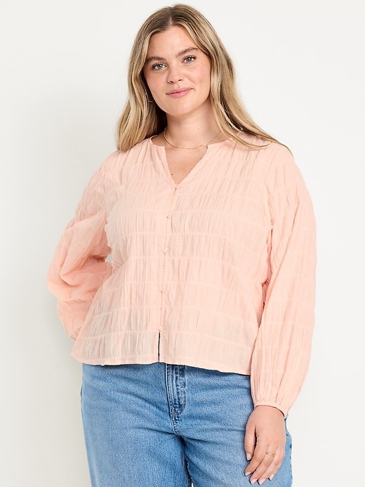 Image number 7 showing, Button-Down Smocked Top