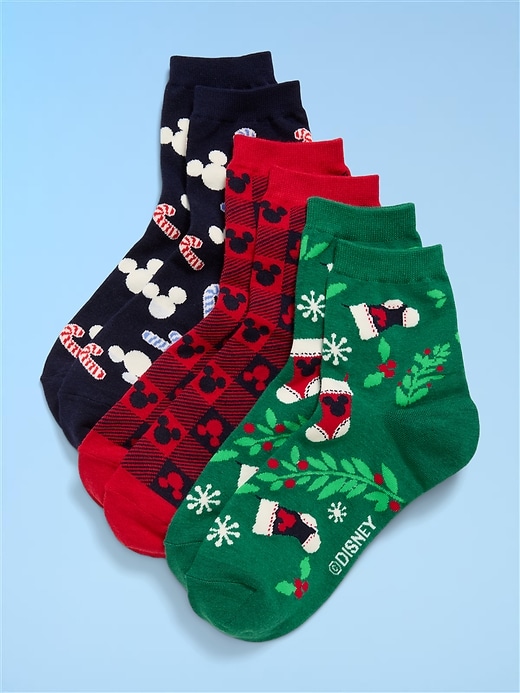 Image number 1 showing, Disney© 3-Pack Novelty Quarter Crew Socks for Women