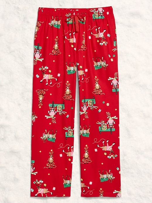 Image number 4 showing, Mid-Rise Printed Flannel Pajama Pants for Women