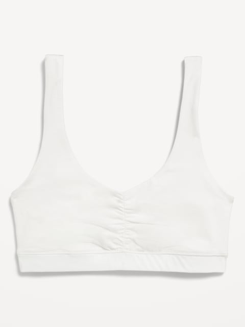 Ruched Cotton Bralette - White Lilies