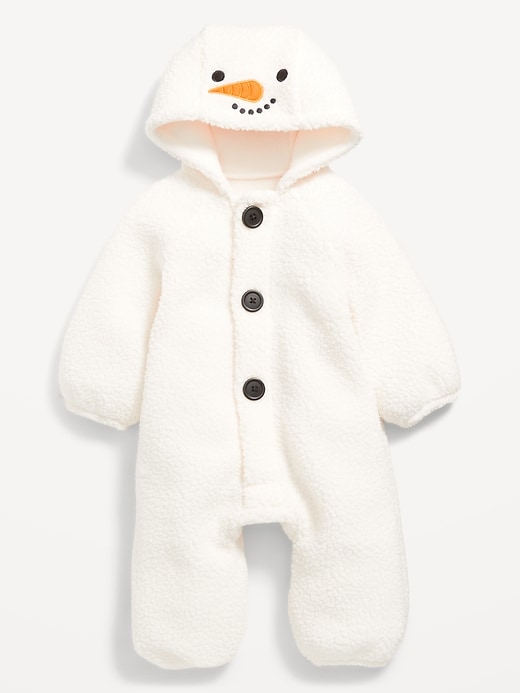 Image number 2 showing, Hooded Sherpa Snowman One-Piece for Baby
