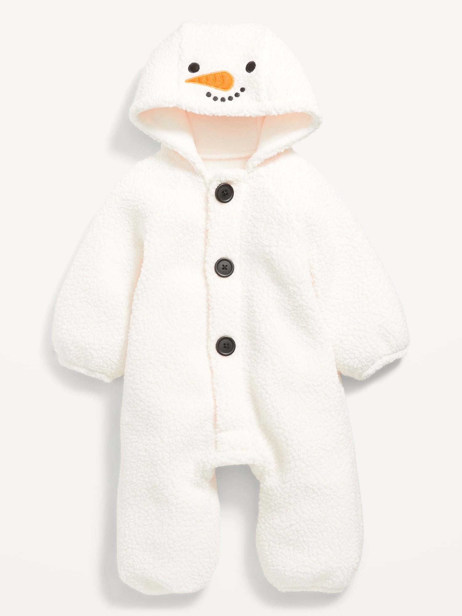 Hooded Sherpa Snowman One-Piece for Baby