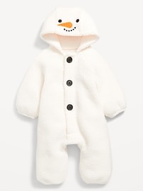 Image number 2 showing, Hooded Sherpa Snowman One-Piece for Baby