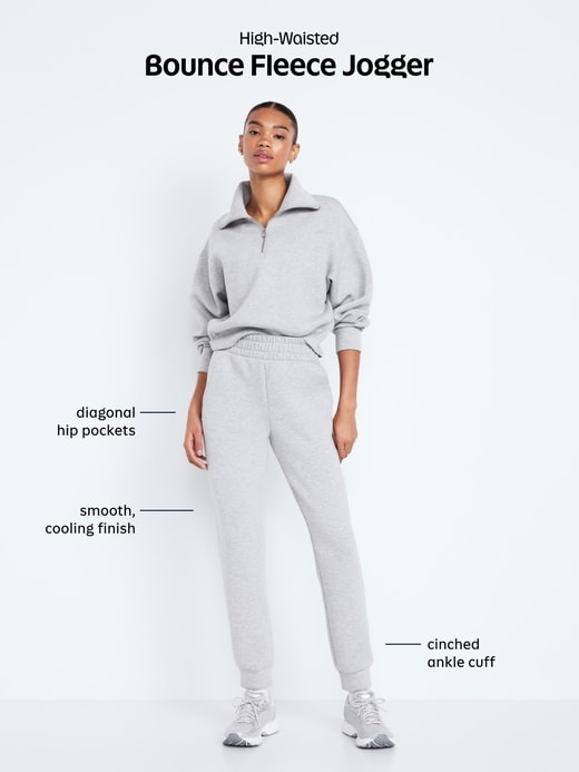 Image number 8 showing, High-Waisted Bounce Fleece Jogger Sweatpants