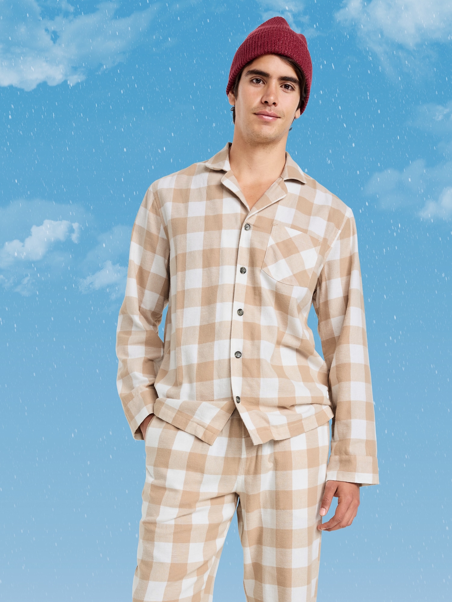Printed Flannel Pajama Set for Men