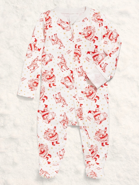 2-Way-Zip Sleep & Play Footed One-Piece for Baby - Santa And Reindeer (Match The Fam!)
