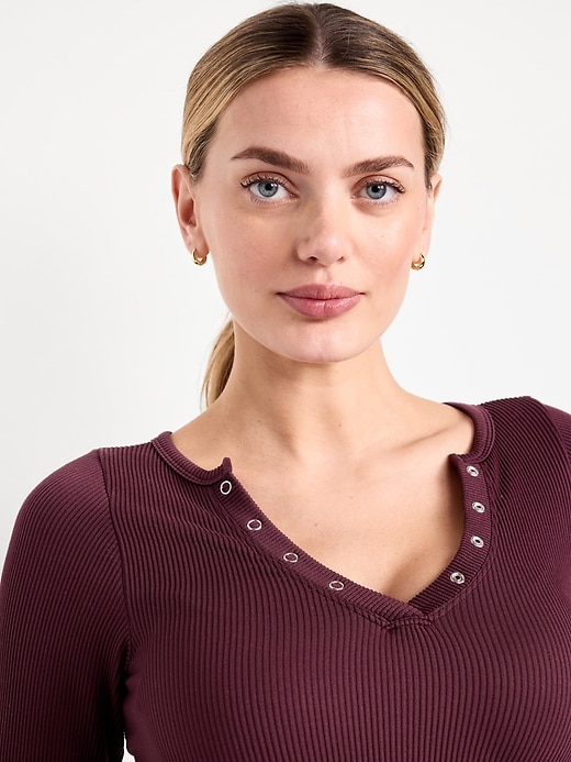Image number 4 showing, Exhale Seamless Cropped Henley Top
