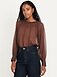 Shirred Chiffon Long-Sleeve Top - image 2