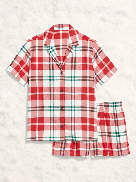 Image number 4 showing, Plaid Flannel Pajama Short Set for Women