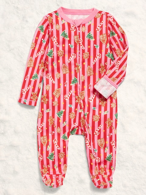 2-Way-Zip Sleep & Play Footed One-Piece for Baby - Holiday Stripes (Match The Fam!)