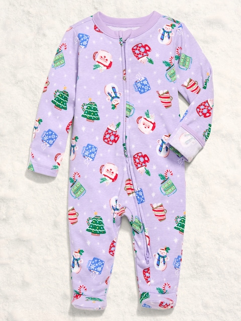 2-Way-Zip Sleep & Play Footed One-Piece for Baby - Purple Mugs (Match The Fam!)