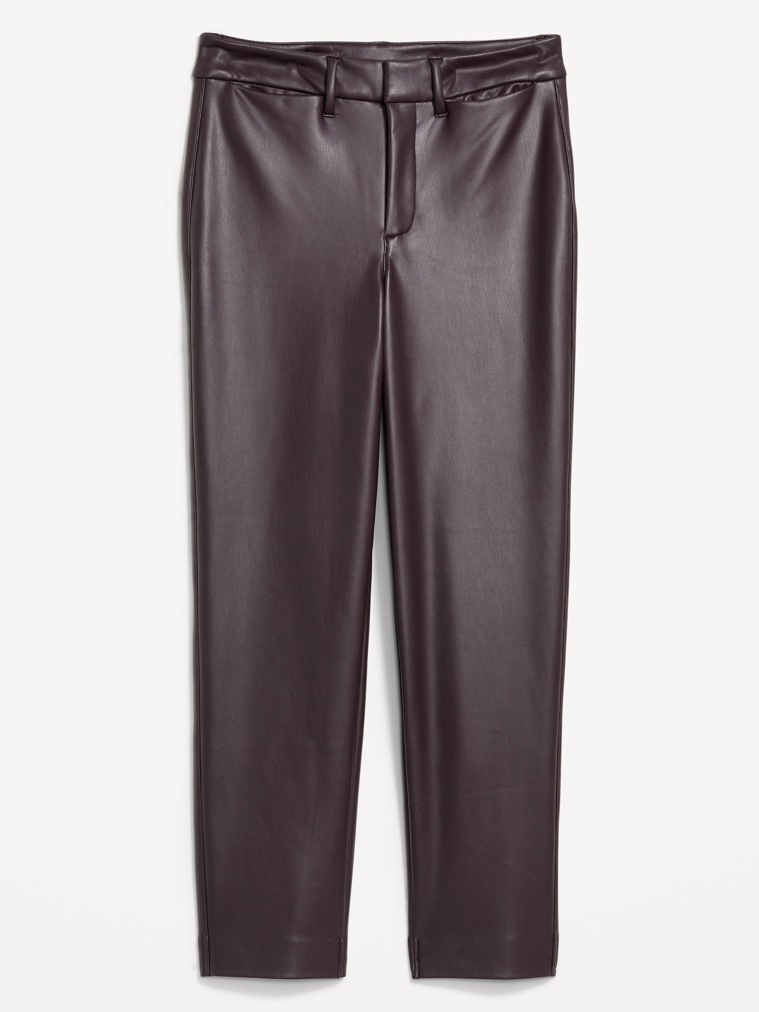 High-Waisted Faux-Leather Pixie Straight Pants