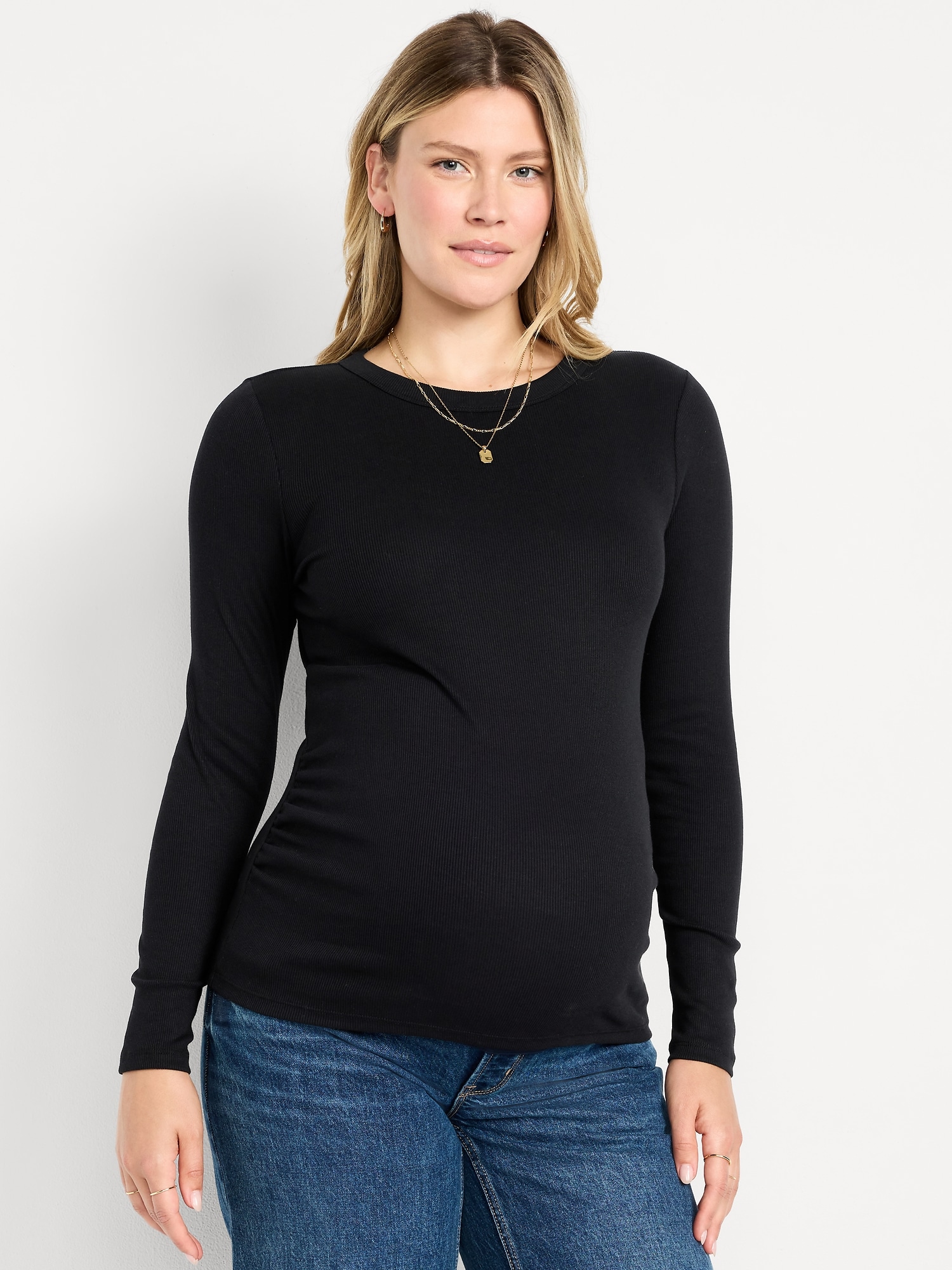Женская футболка Old Navy Maternity Snug Crew-Neck, цвет: Чёрный