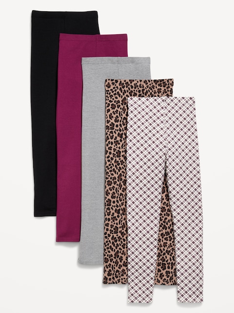 Full-Length Leggings 5-Pack for Girls - Leopard