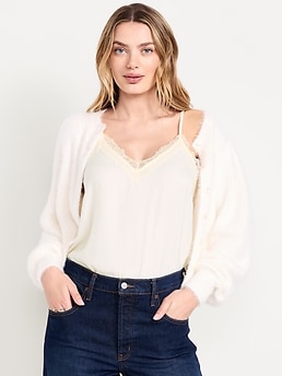 Lace-Trim Satin Cami Top - image 3